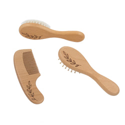 3pc Baby Wooden Brush and Comb Set