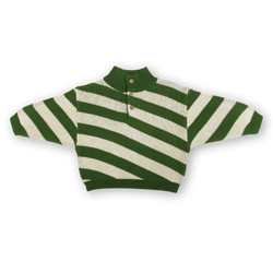 Verde Button Up Diagonal Stripe Pull Over