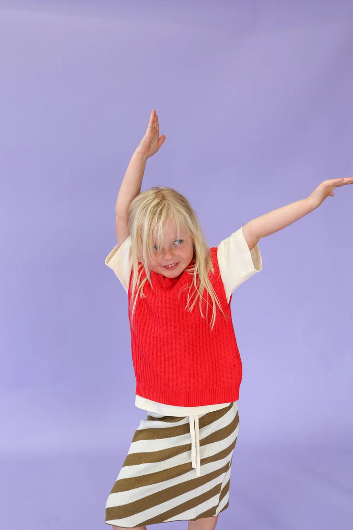 Chunky Rib V-neck Vest Flame