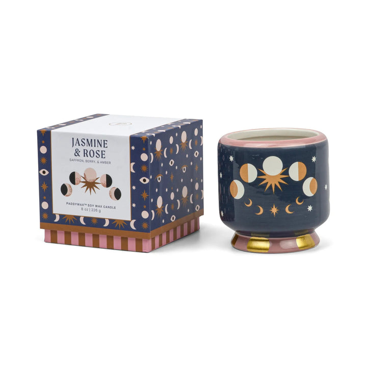 Moon Phases Ceramic Candle - Jasmine & Rose