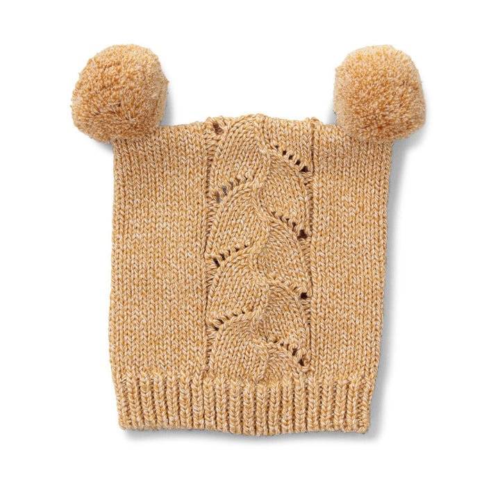 Cubby Pom Pom Baby Hat - Mustard