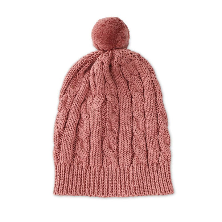 Arlo Cable Knit Baby Hat Pom Pom - Dusty