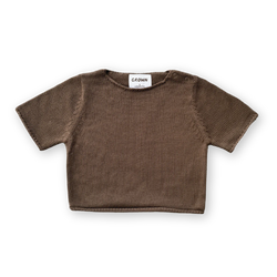 Blanket Stitch Knitted Tee - Cafe