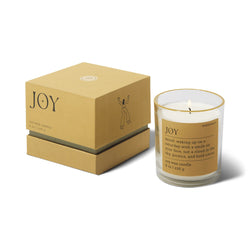 Express yourself with the Misted Lime Joy Mood Candle by Paddywax.  Featuring a Joy mood inspired fragrance description, this 8 oz candle is scented with a complex fragrance blend to evoke a specific slate of being that honours our senses and celebrates our feelings.   Top Notes: Raspberry Blossom, Citrus Lime, Apple Middle Notes: Jasmine, Rose Base Notes: Musk, Oakmoss, Amber  *Size: 8 oz  *100% Soy Wax  *Vessel: Glass  *Dimensions: 3" L x 3" W x 3.5" H