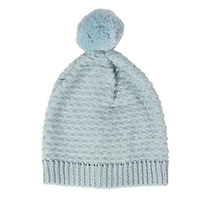 Blue Newbie Hat With Pom Poms