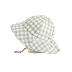 Broad Brim Hat - Sage Gingham