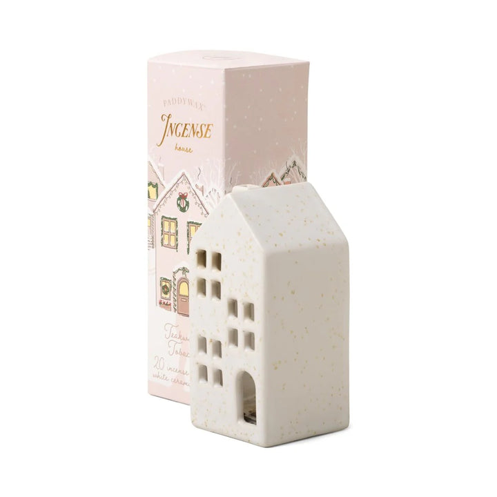 Incense Cone Holiday White Ceramic House