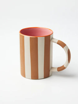 Tan Happy Stripe Mug