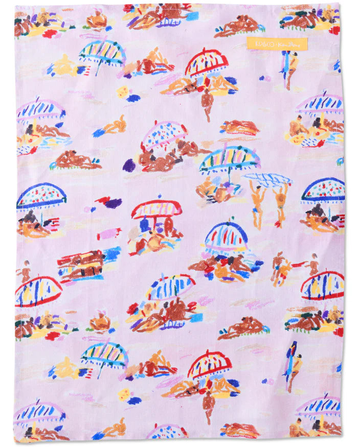 Beach Days Linen Tea Towel