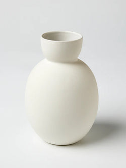 Round Pure White Happy Vase