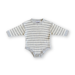 Ribbed Stripe Romper - Grey Marle/Milk