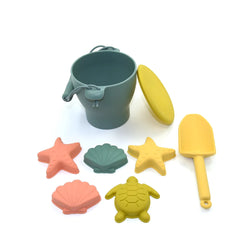 The Silicone Beach Toy Set by the team at O.B Designs is ideal for long Summer days by the sea.  Made from Food Grade Silicone, thhis Beach Toy Set includes a bucket with durable, long handles, 1 spade, and 5 moulds for your little ones to unleash their creativity with.  * Suitable for Ages 8m+  * Materials: 100% Food Grade Silicone, non-toxic and BPA free  * Dimensions 19 x 19 x  22 cm  * Ethically Made in China  * Designed by O.B. Designs in Australia 