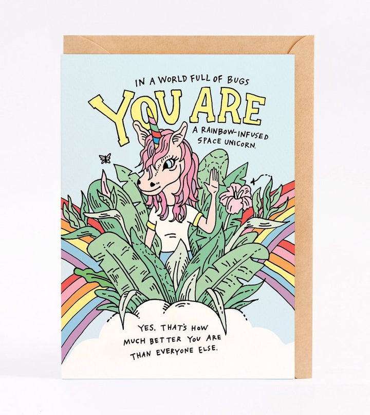 Rainbow Space Unicorn Card