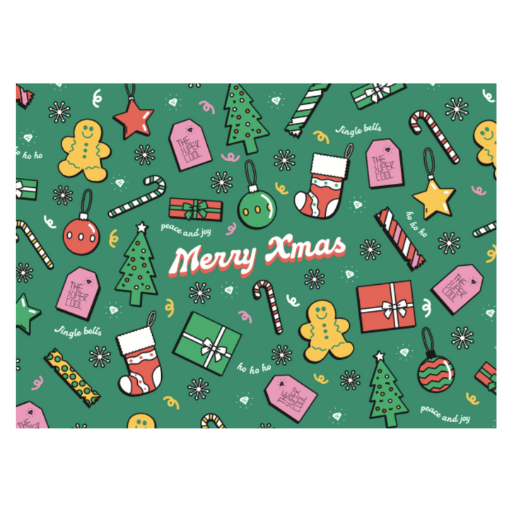 Are you as in love with our one of a kind gift wrapping paper as we are?! Feel free to add a few extra sheets to your order and keep all your gifts looking SUPERCOOL!   Make your Christmas SuperCool with this 